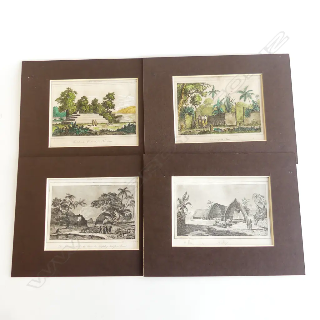 Four antique French engravings by Danvin and Montant from 'Oceanie ou Cinquieme...' published Paris 1836, Image 1++